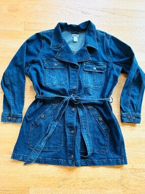 Deluth Trading Co. Daily Denim Trench Jacket Utility Coat 1X w/ belt
